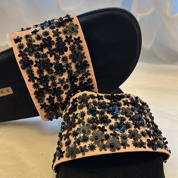 ZARA FLORAL SEQUINS SUEDE SLIDES - Picture 6 of 7